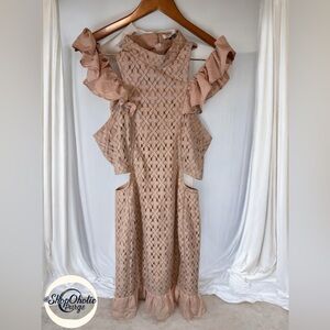 Anthropolgie Dress Womens Endless Rose Ruffle Sleeve Lace Dress NWT Size M